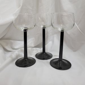 France Luminarc Black Stem Wine Glasses/Set of 3/Barware